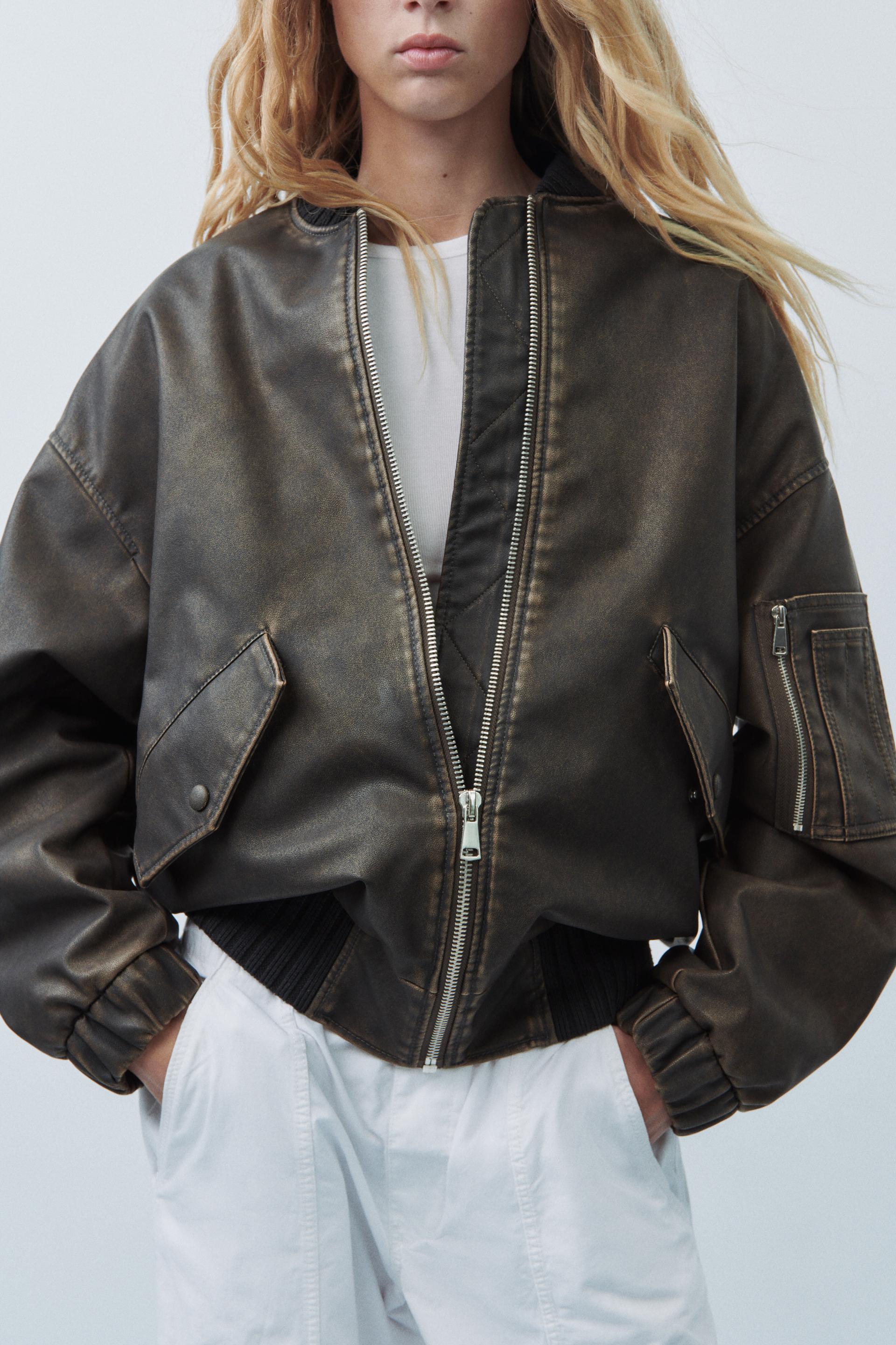 Brown bomber jacket zara Clearance