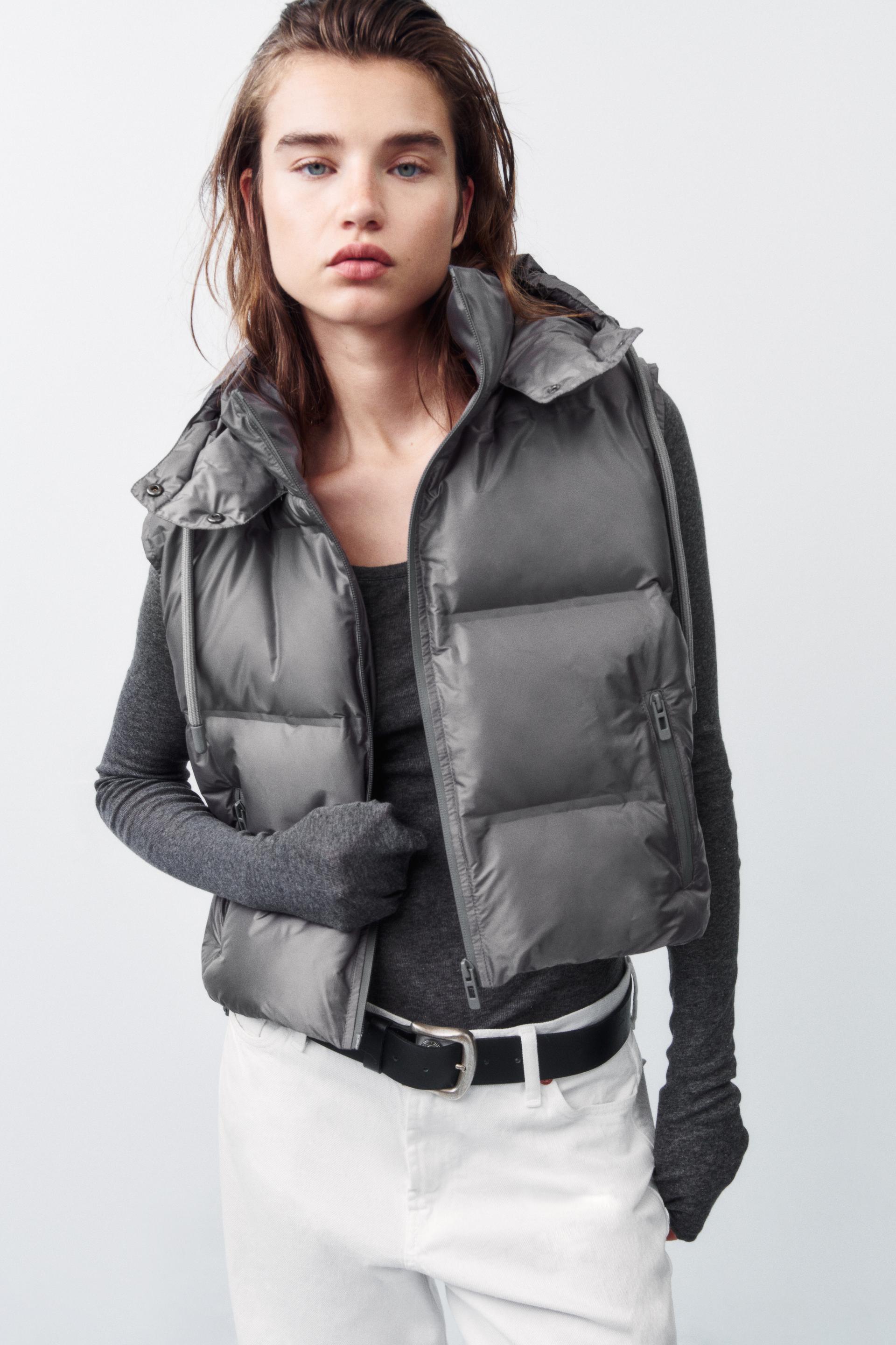 Puffer gilet pearl grey zara Clearance