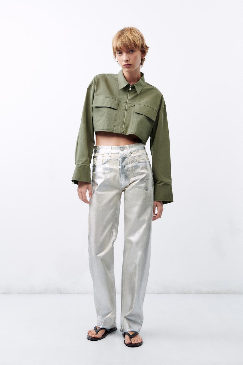 Zara khaki crop top Clearance