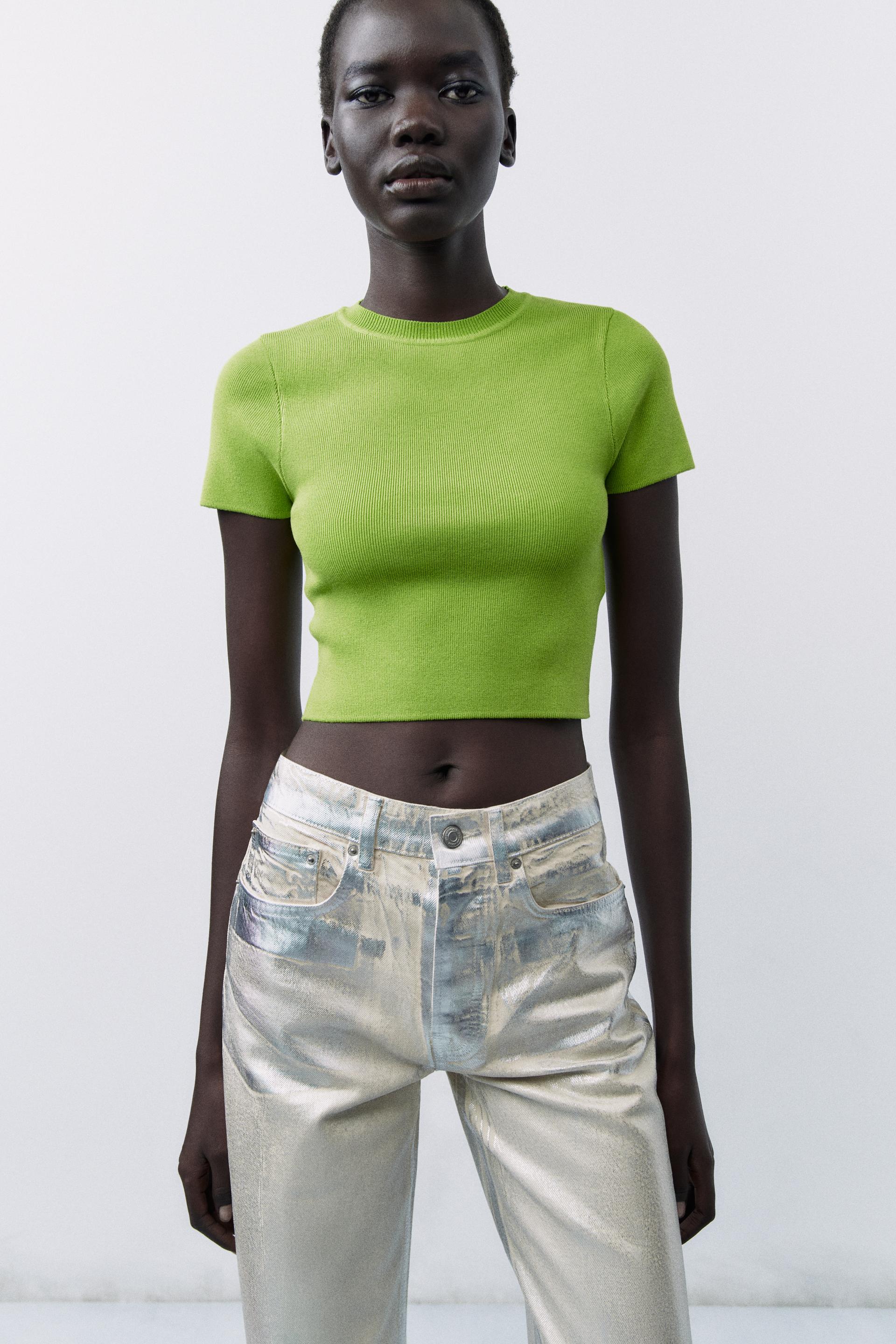Lime green zara top Clearance