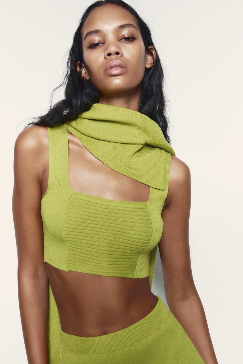 Zara cropped ribbed top Clearance