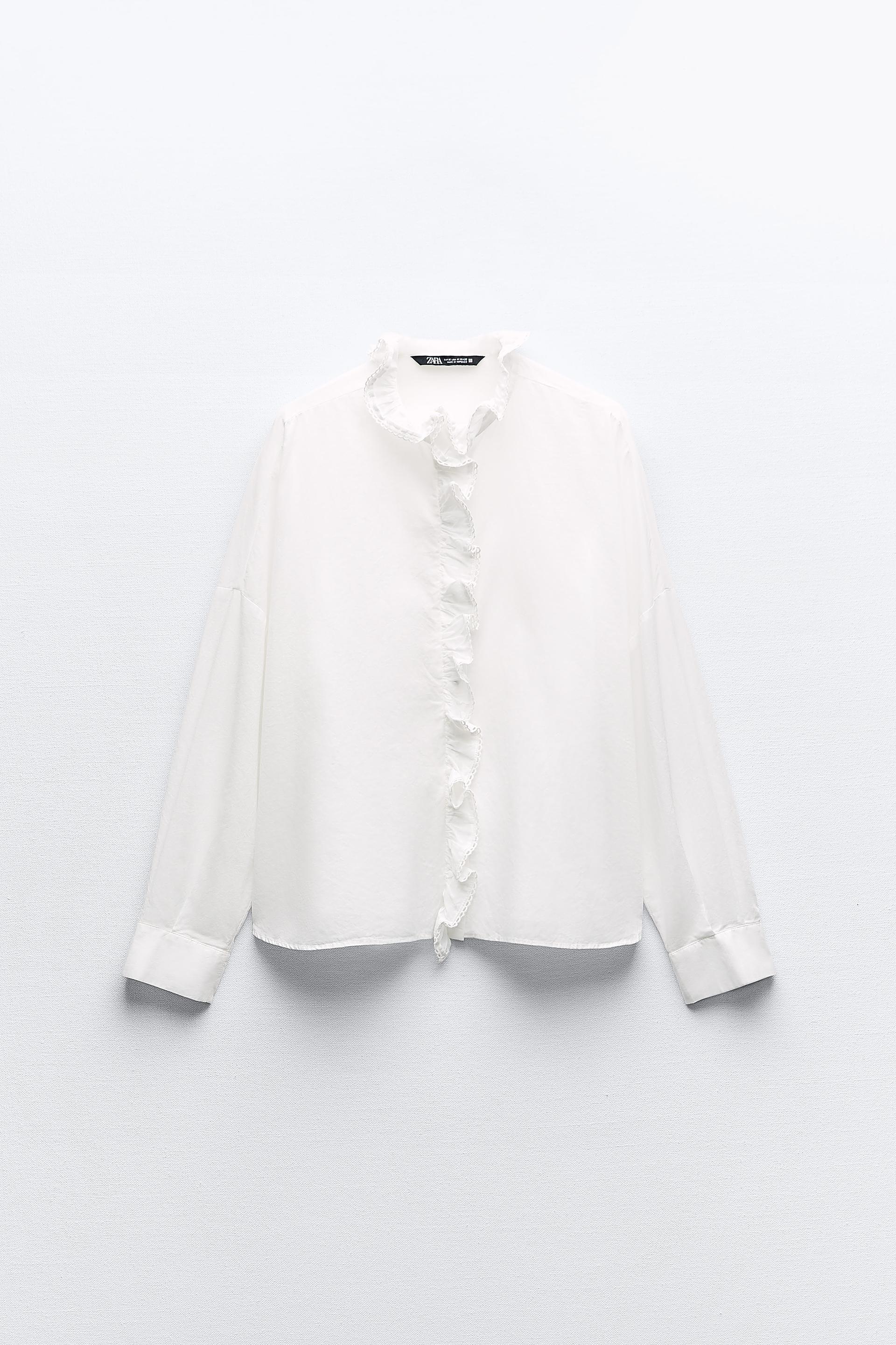 White ruffle shirt zara clearance