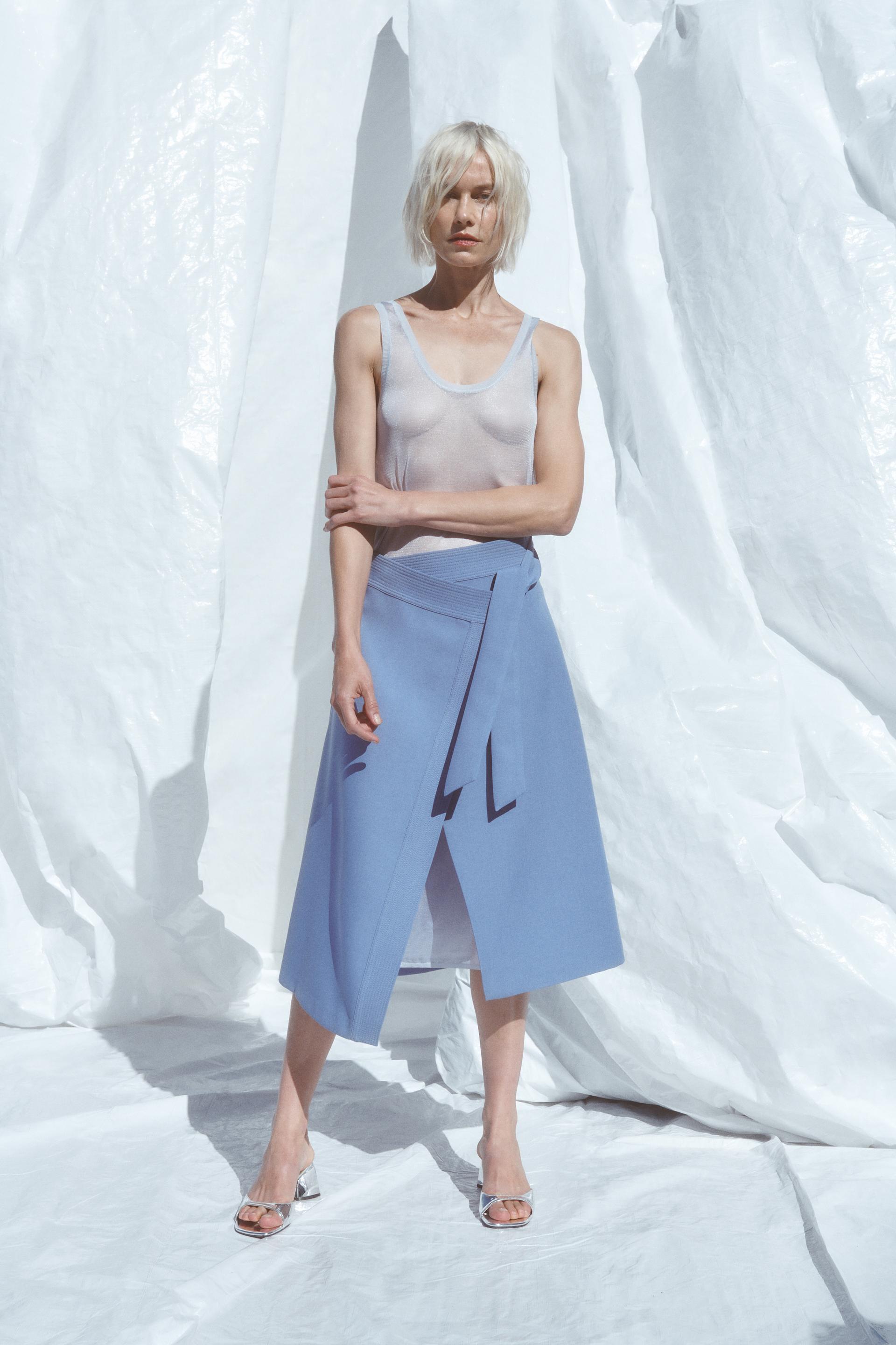 Blue wrap skirt zara Clearance