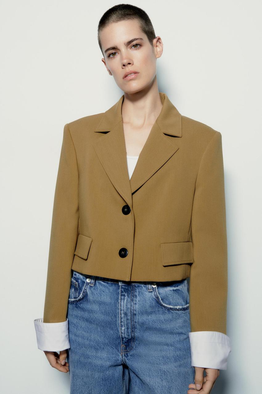 Zara double breasted cropped blazer Clearance
