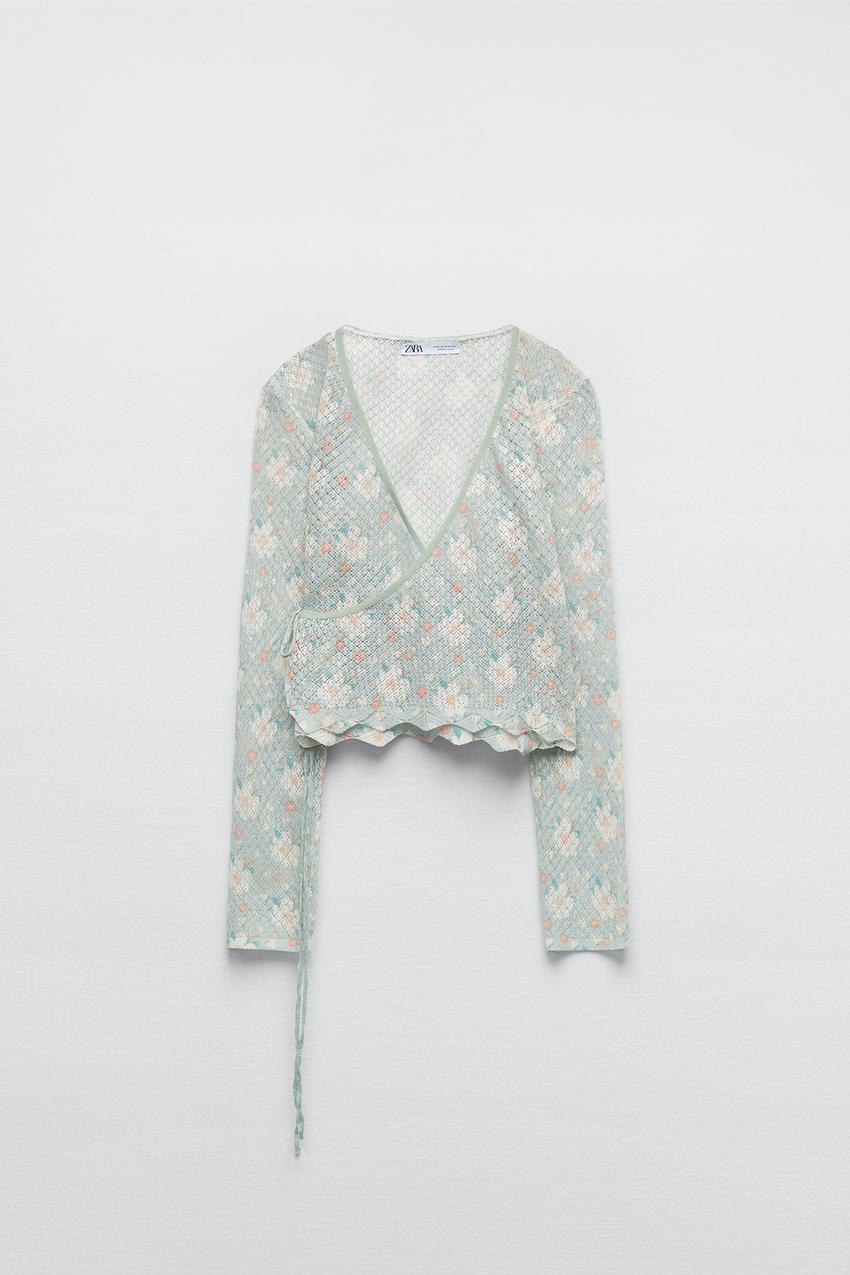 Jacquard knit top zara Clearance