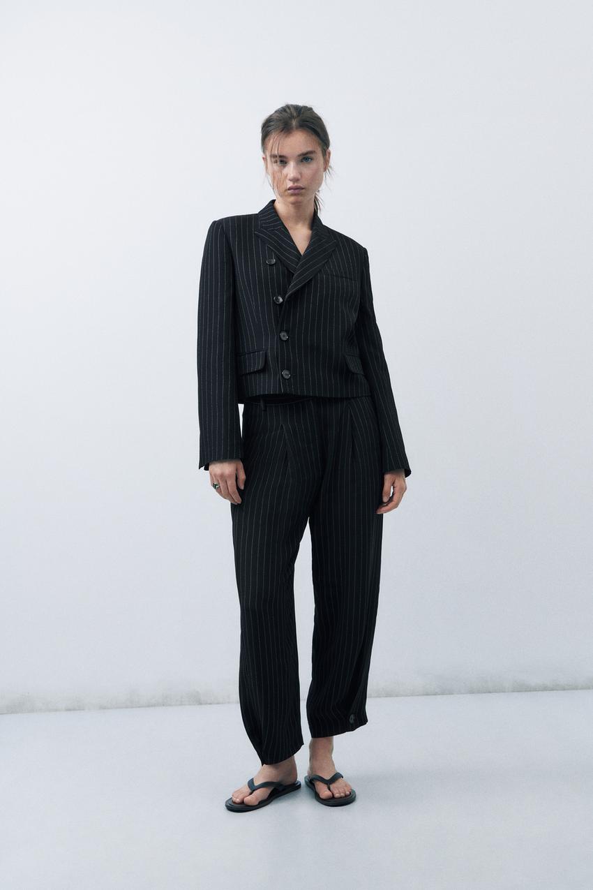 Pinstripe blazer zara clearance