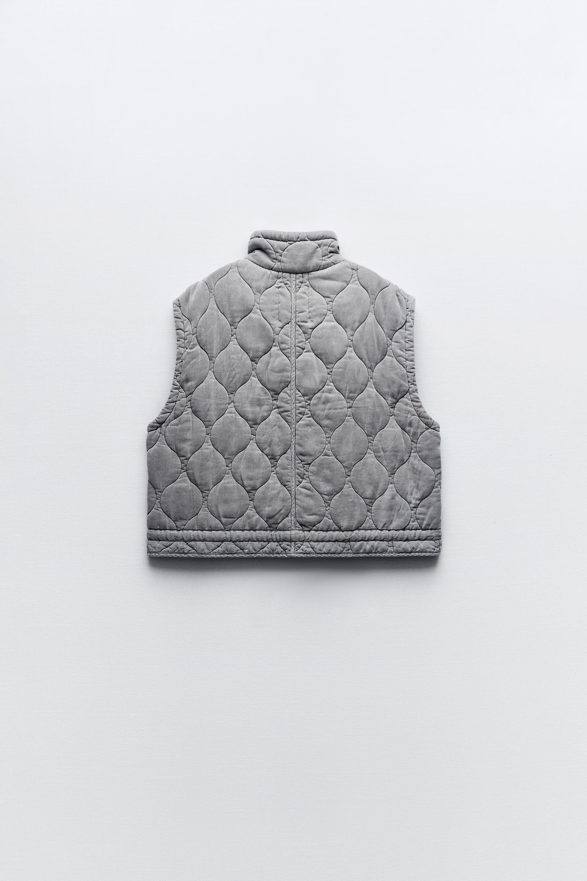 Zara pearl grey puffer gilet Clearance