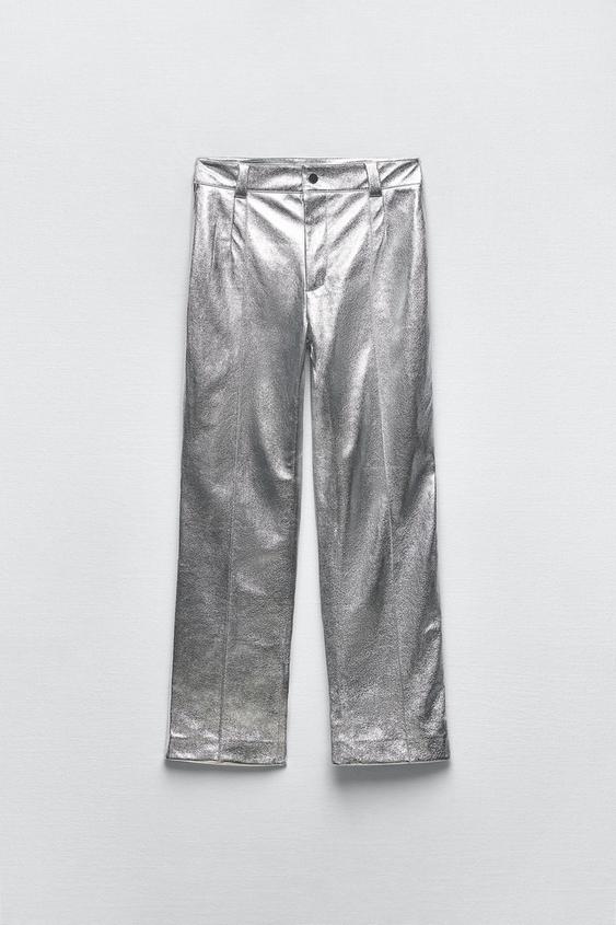 Metallic trousers zara Clearance