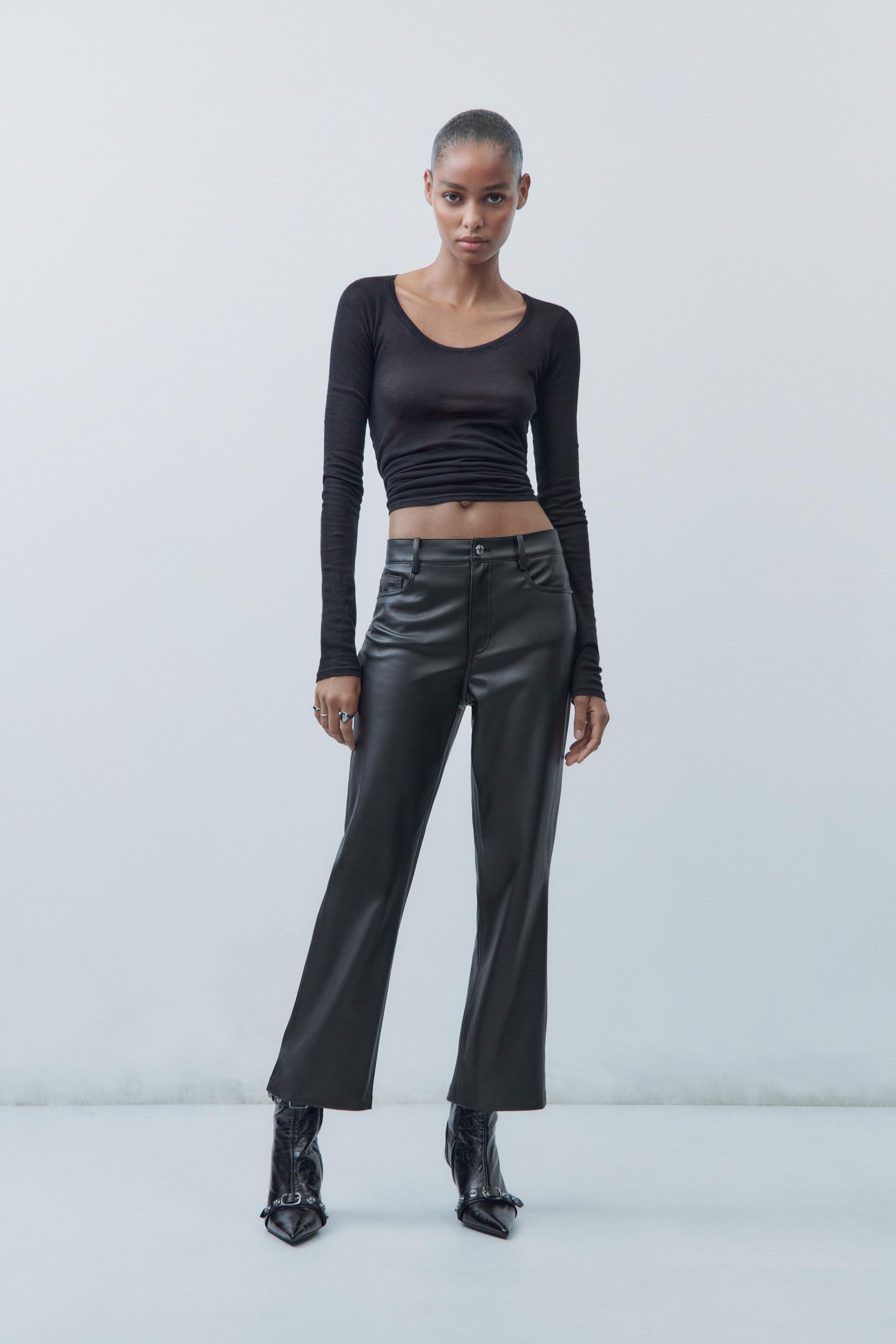 Zara cropped leather trousers Clearance