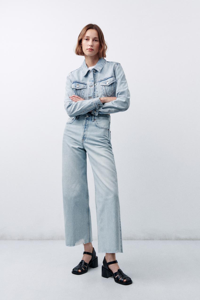 Zara high rise wide leg cropped Clearance