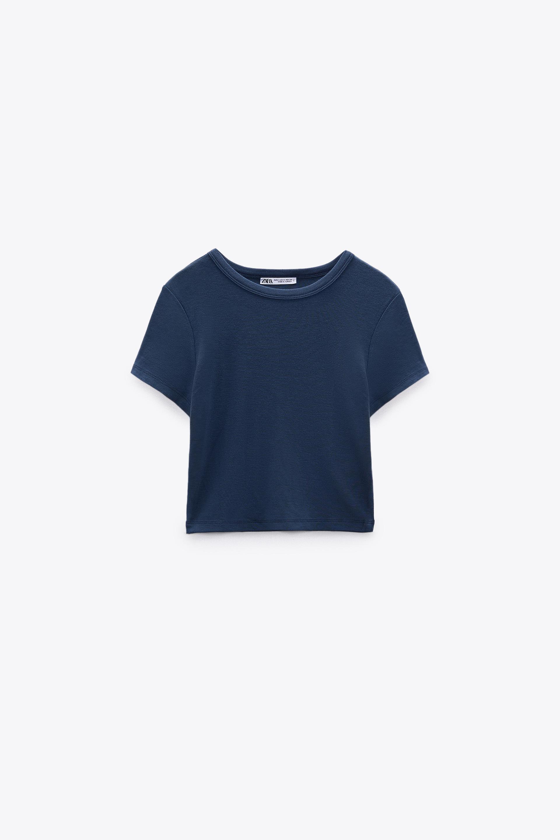 Zara navy crop top clearance