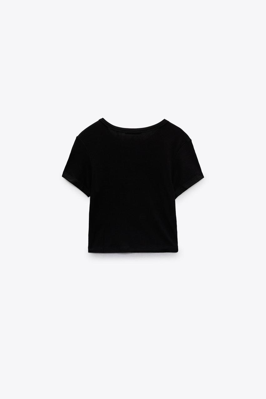 Zara basic crop t shirt Clearance