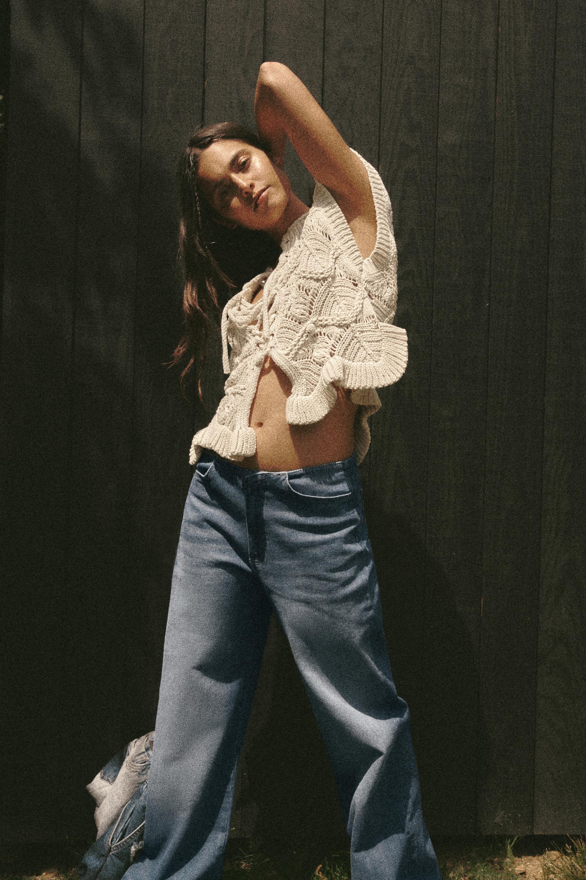 Baggy bottom jeans zara Clearance