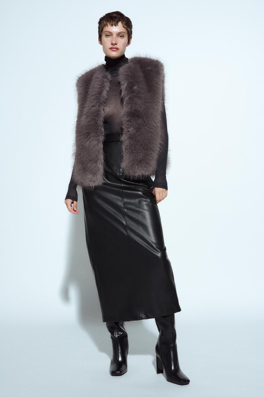 Zara fur gilet Clearance