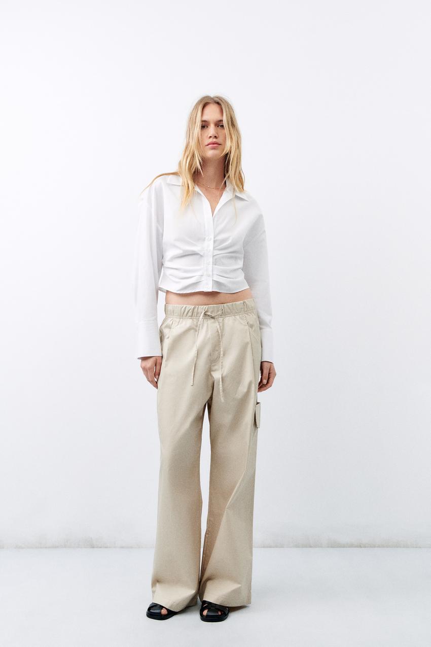 Gathered poplin shirt zara Clearance