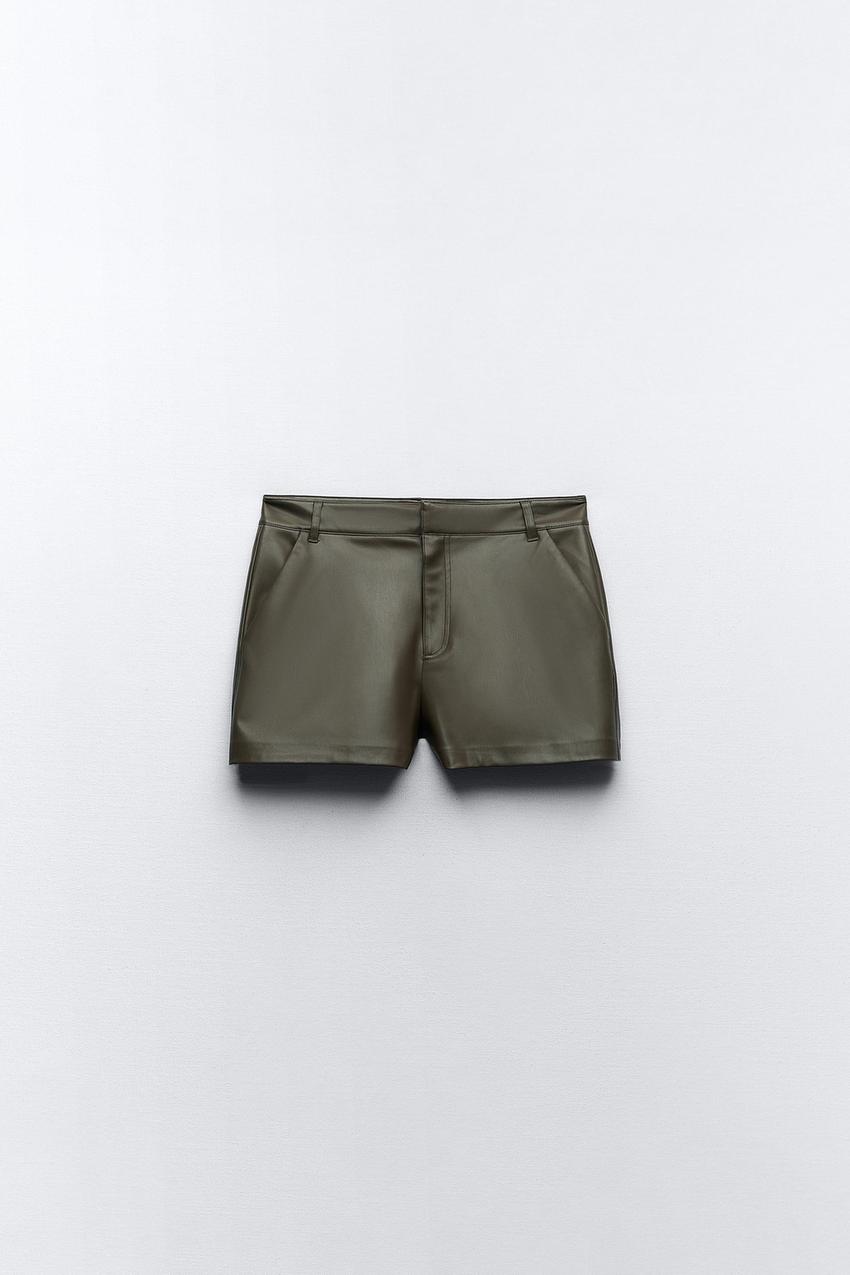 Leather bermuda shorts zara Clearance