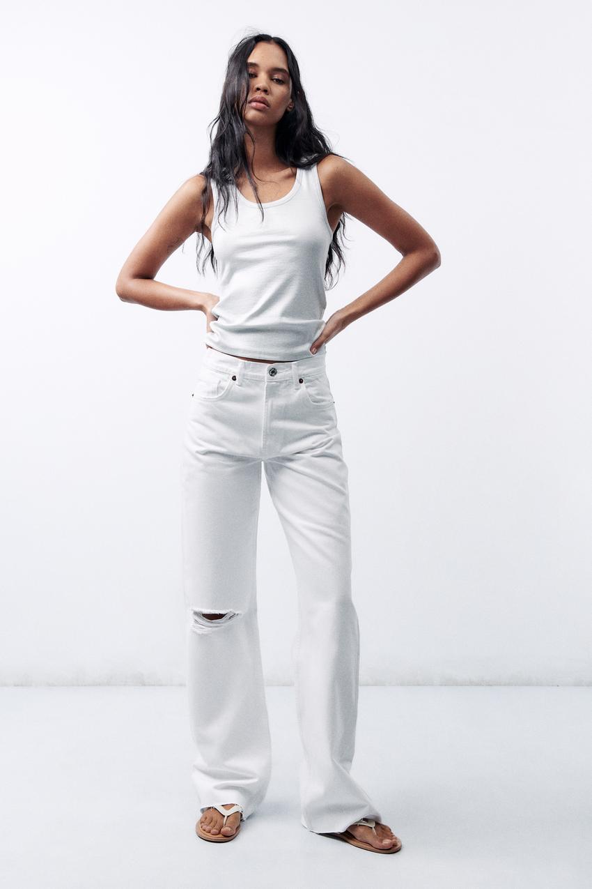 High waist wide leg full length zara jeans Outlet