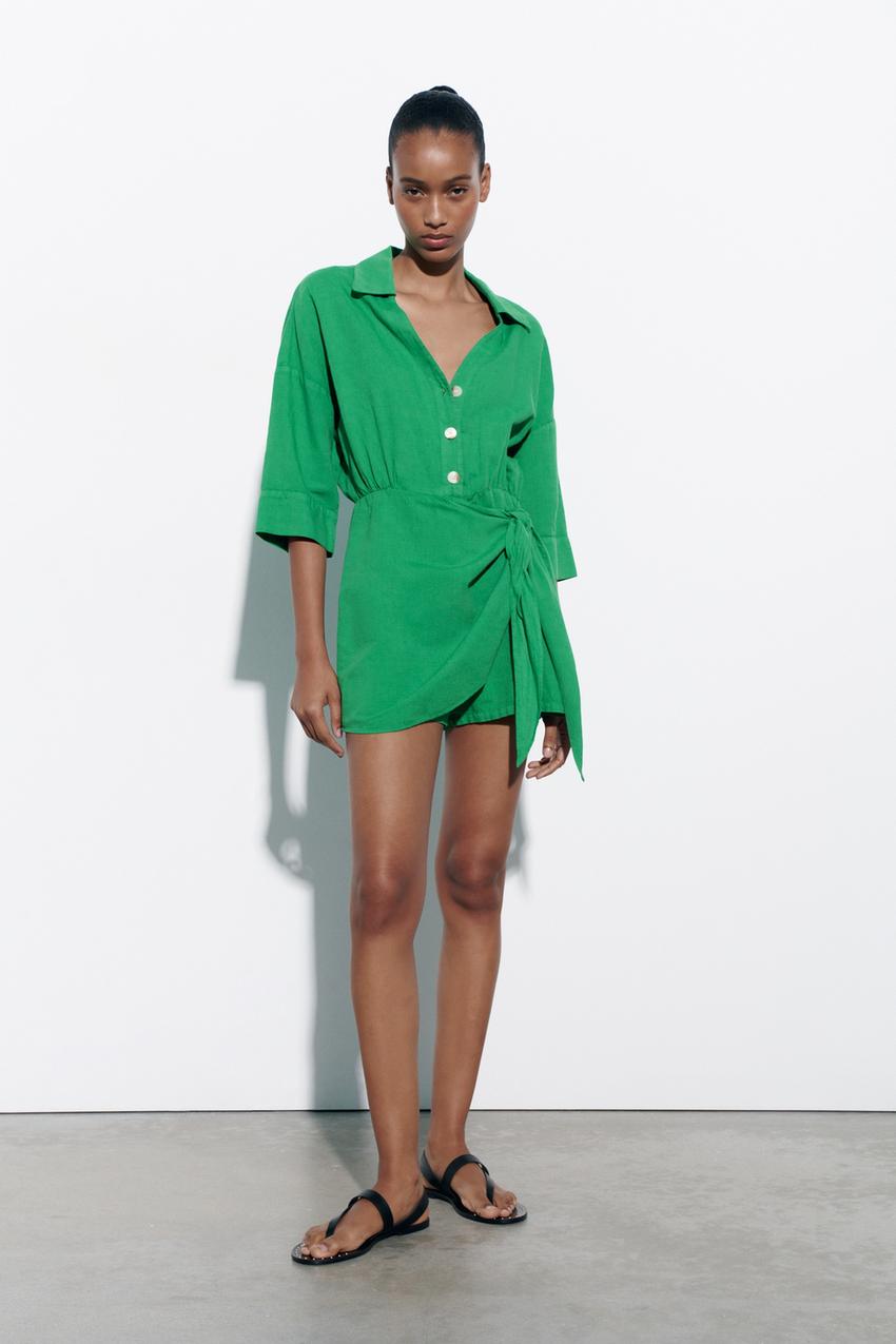 Linen playsuit zara Clearance