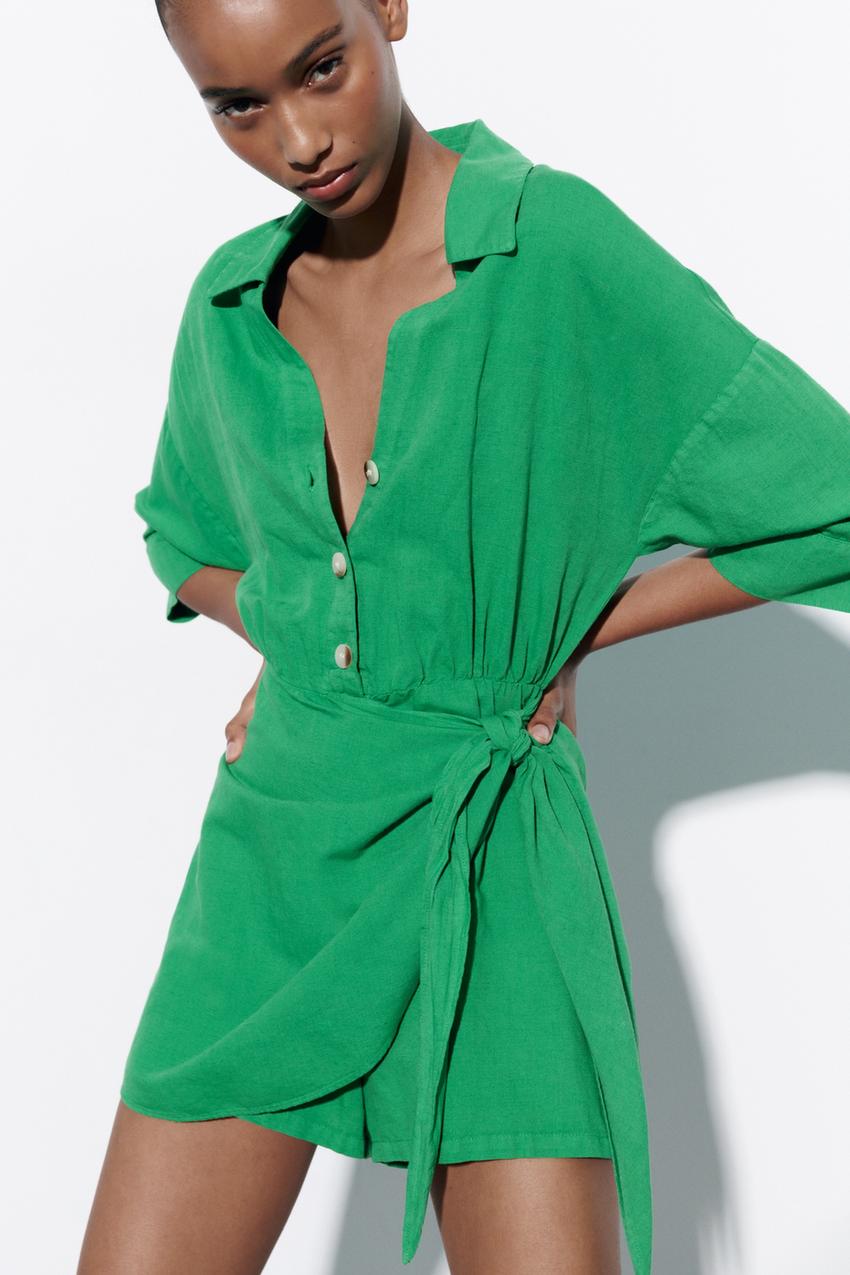 Linen playsuit zara Clearance