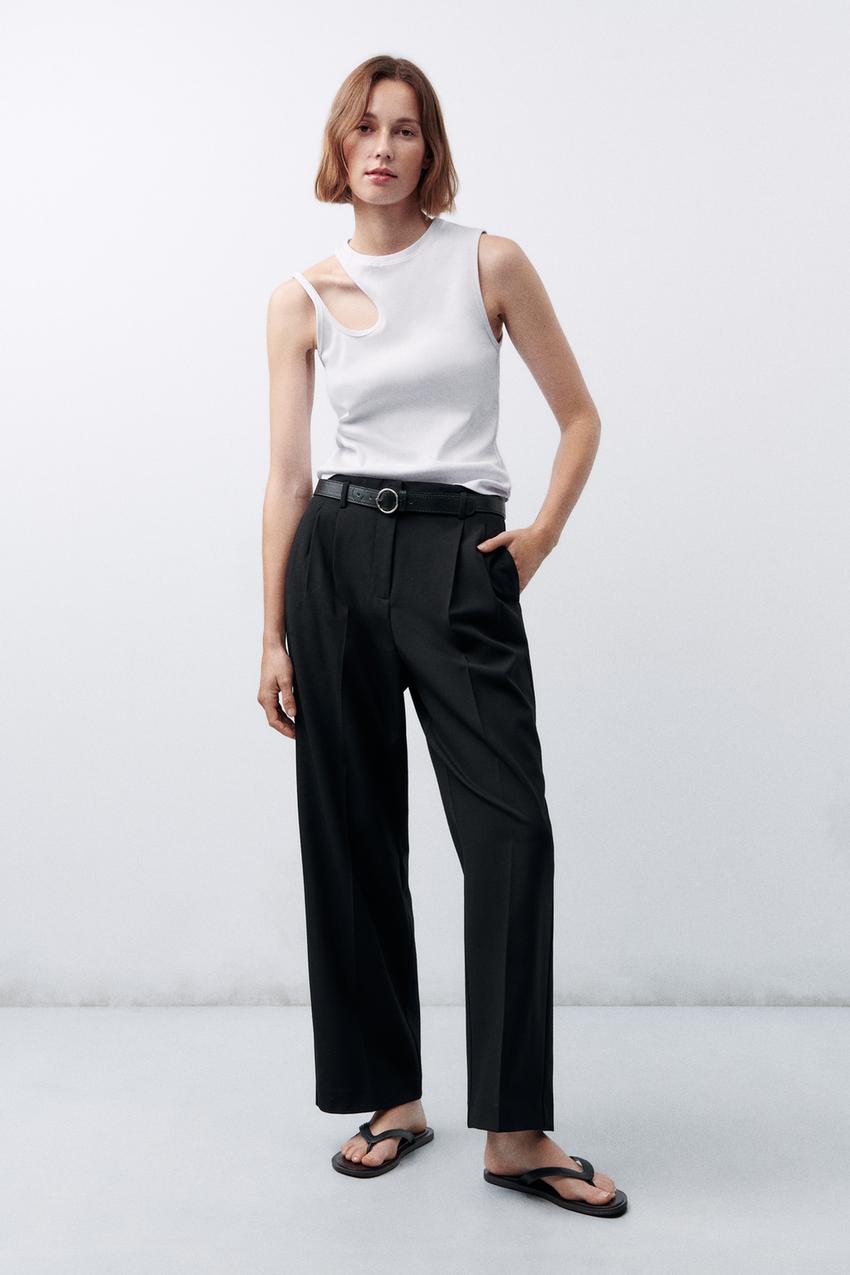 Zara trousers with buckle belt Clearance