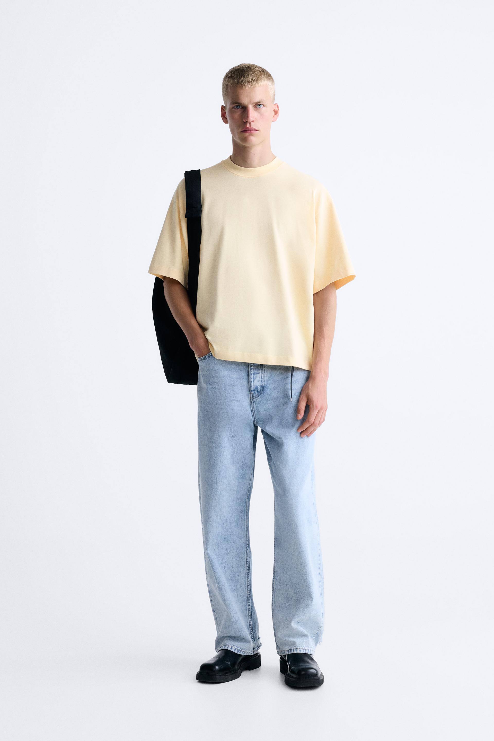 Oversized t shirt men zara Clearance