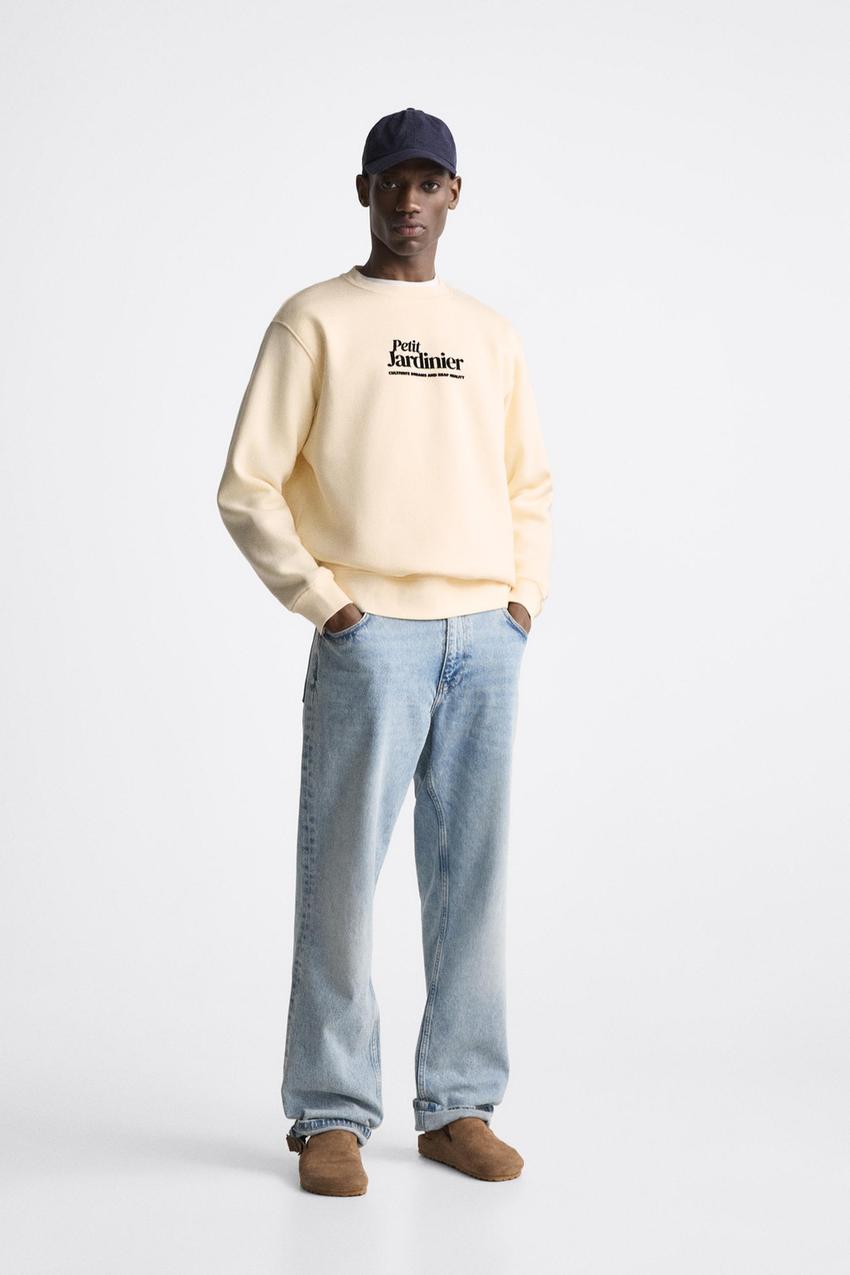 CONTRAST PRINTED SWEATSHIRT - Light yellow | ZARA Australia
