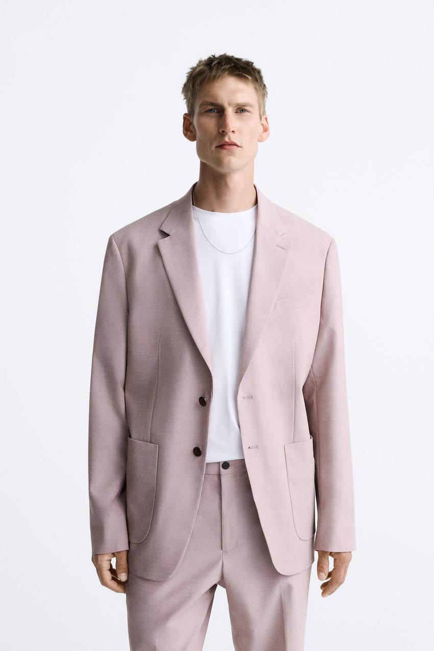 Zara pink suit men Clearance