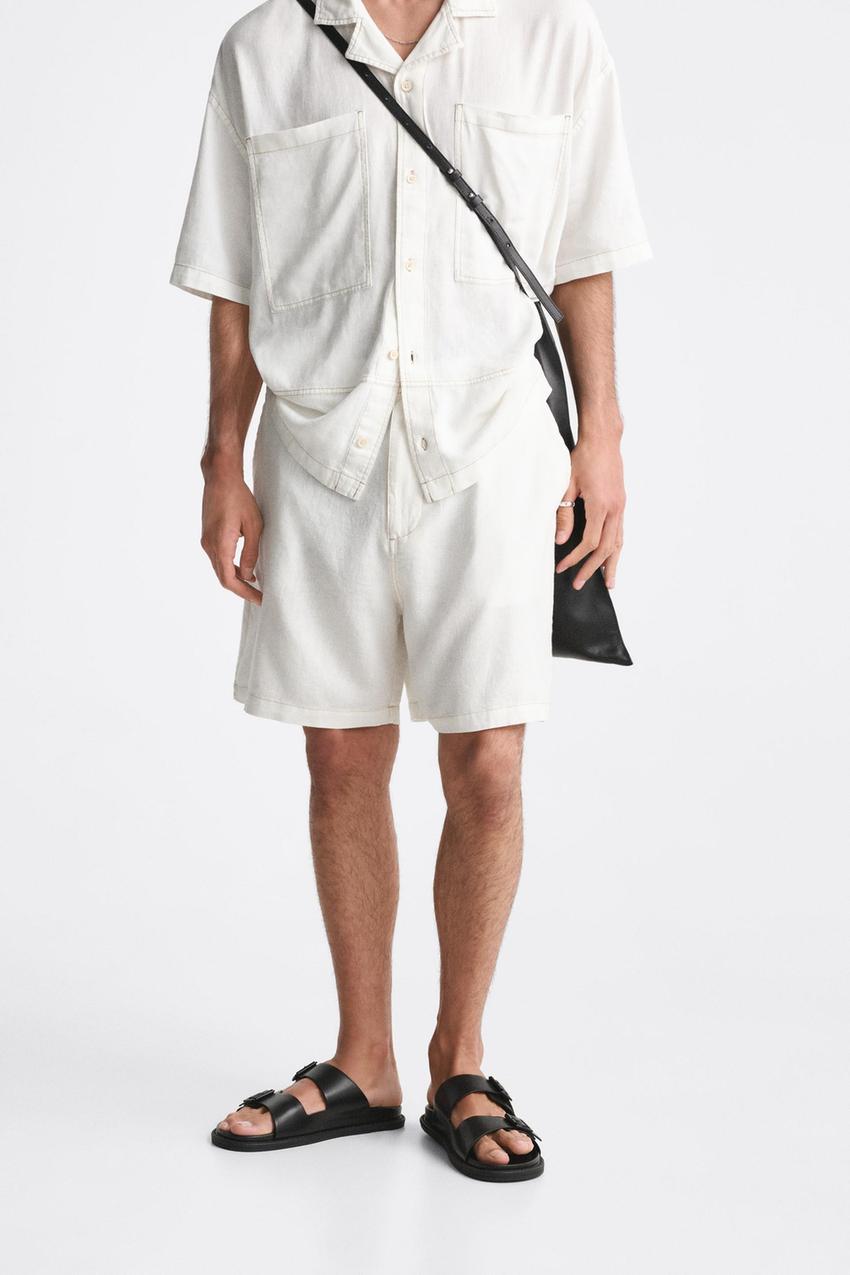 Zara white shorts mens clearance