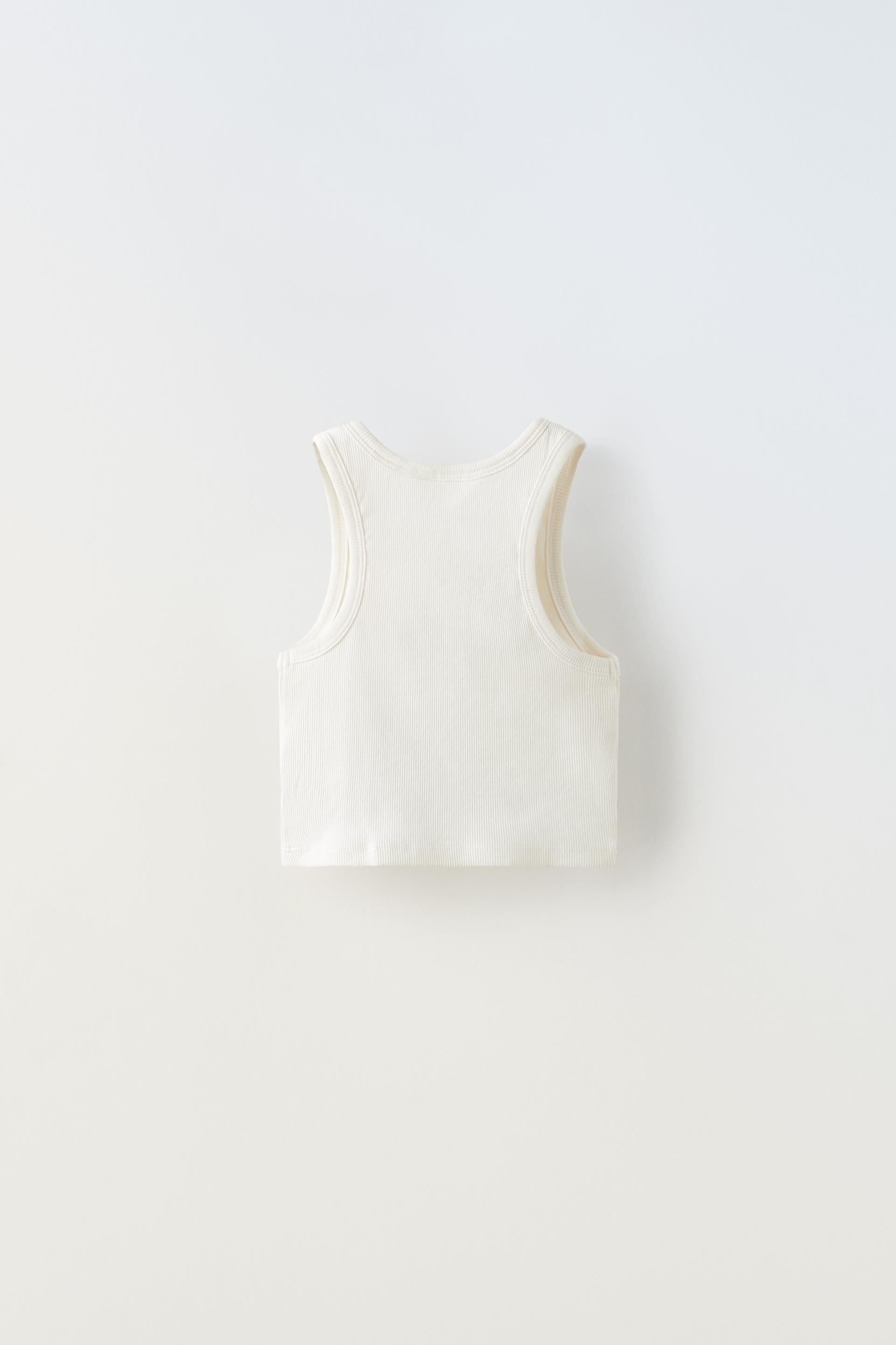 White ribbed vest zara clearance