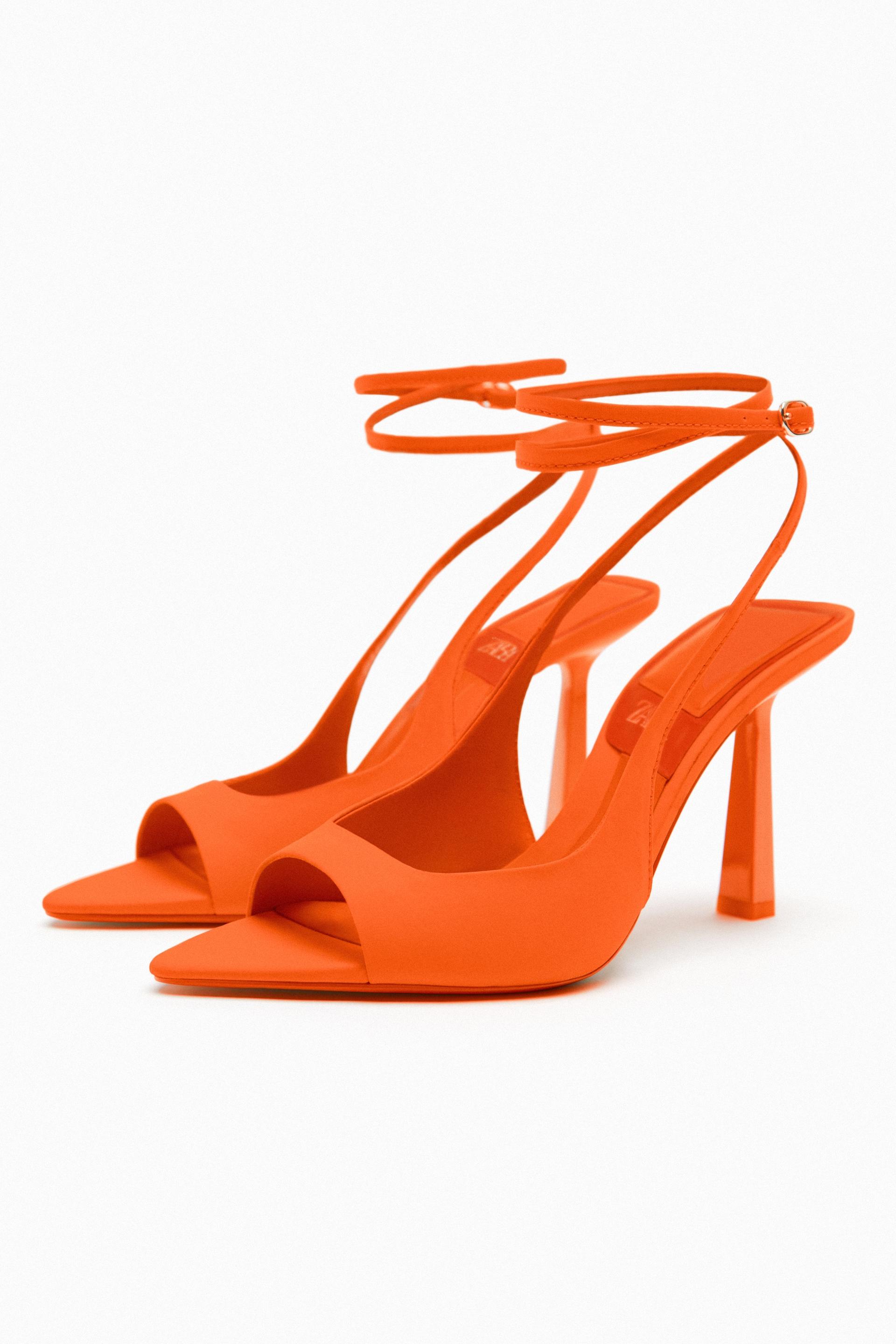 Zara orange high heels clearance
