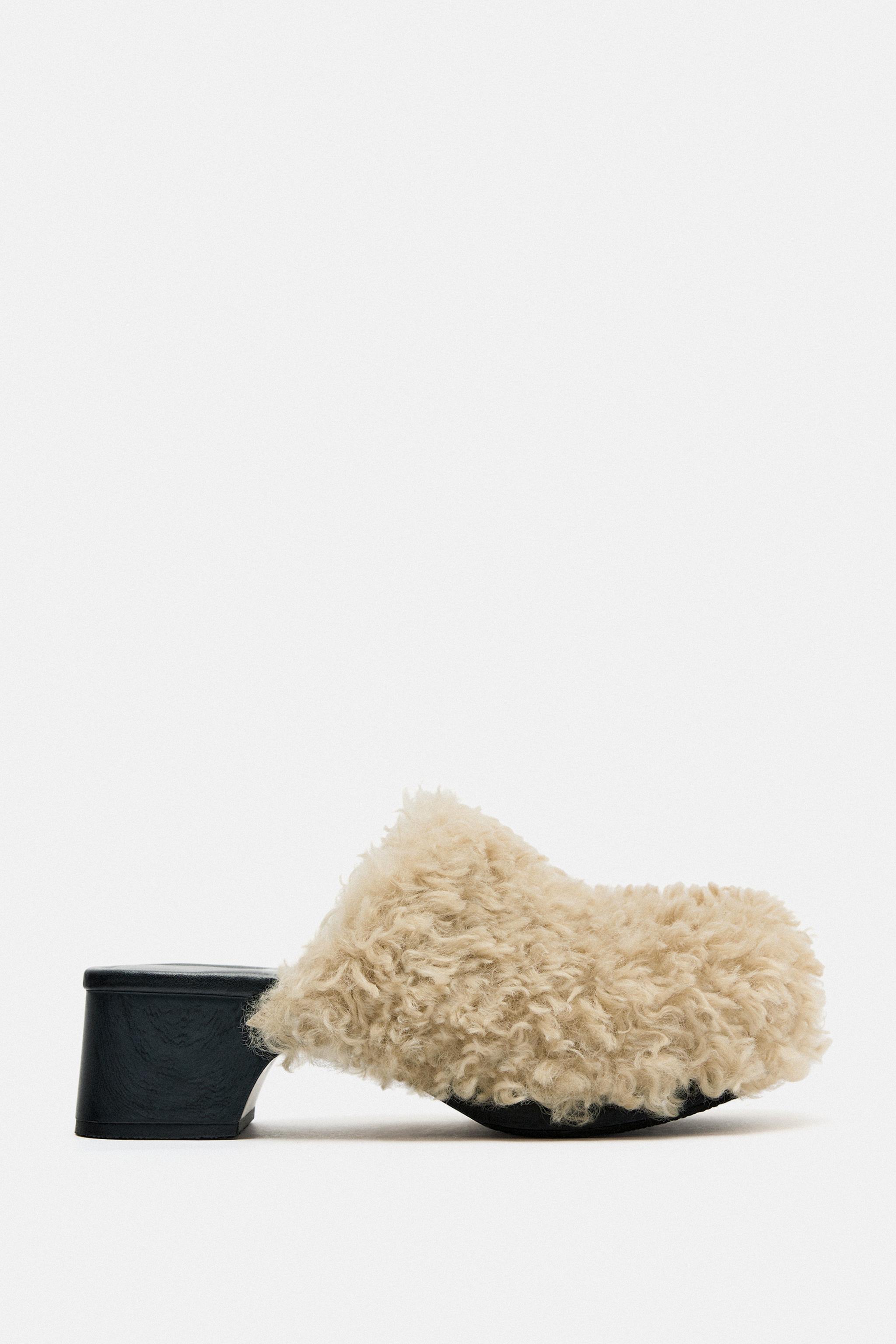 Shearling mules zara clearance