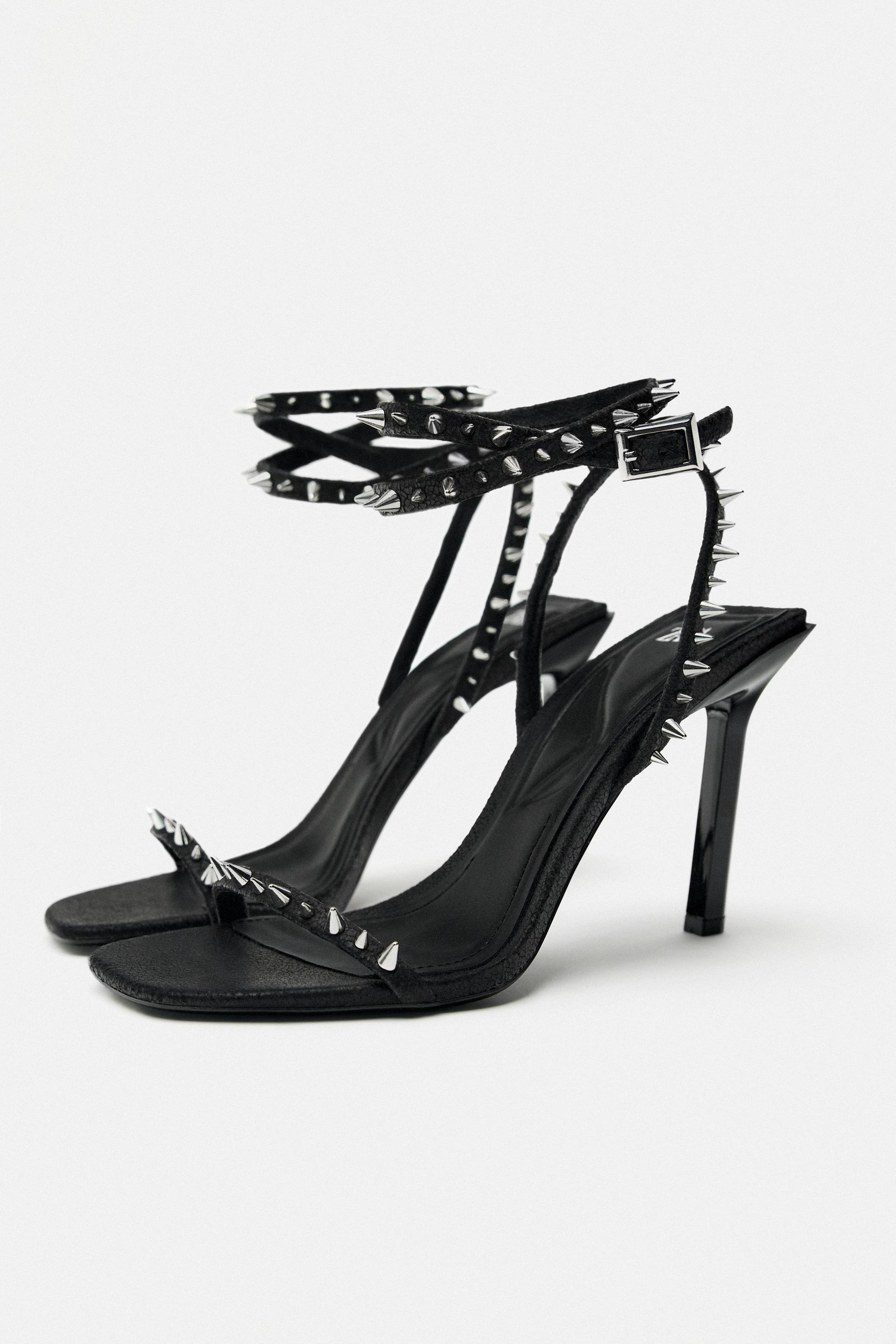 Black studded sandals zara clearance