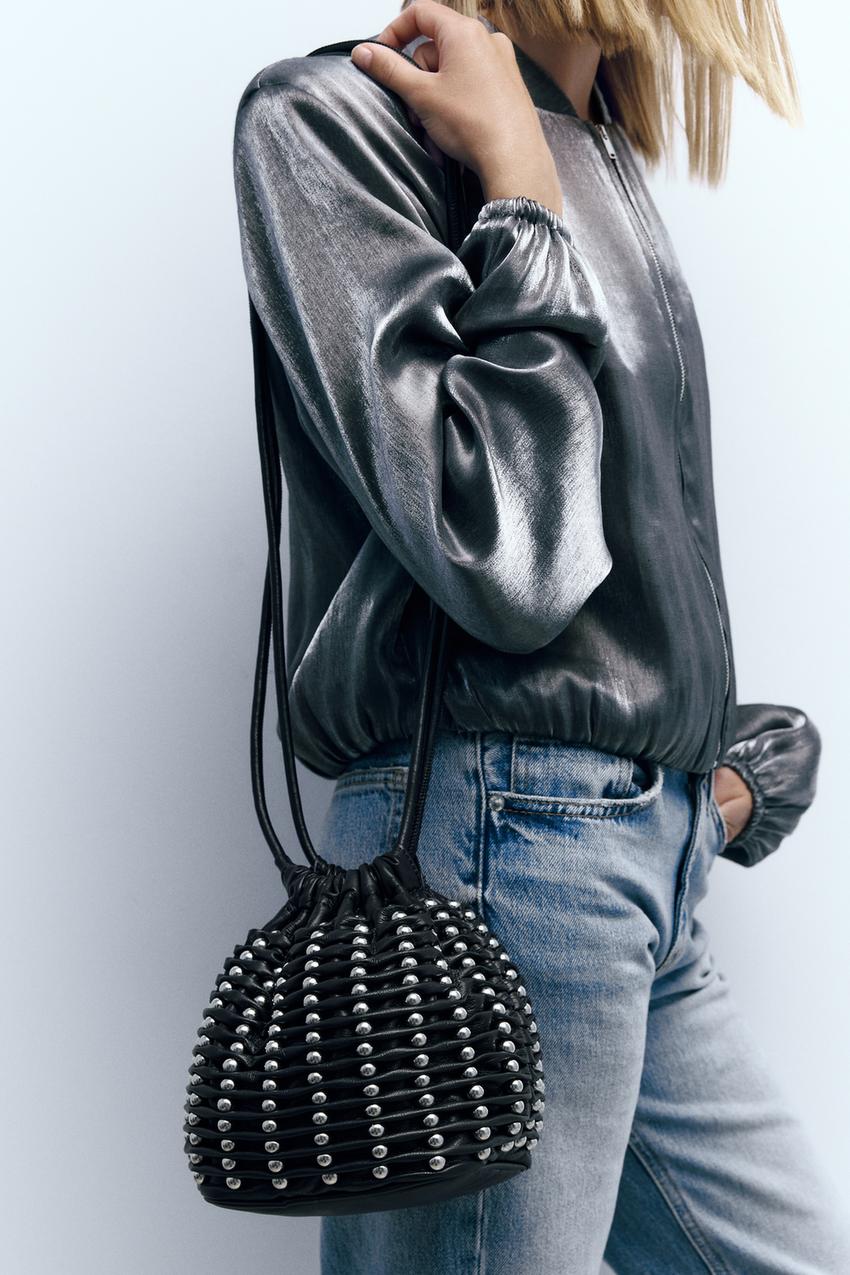 Zara studded bucket bag Clearance
