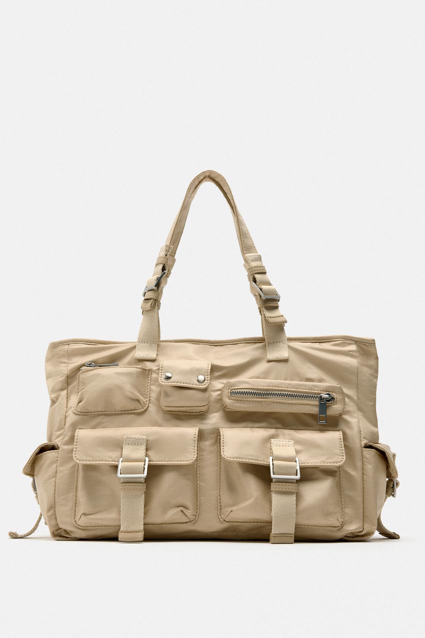 Zara beige canvas bag Clearance