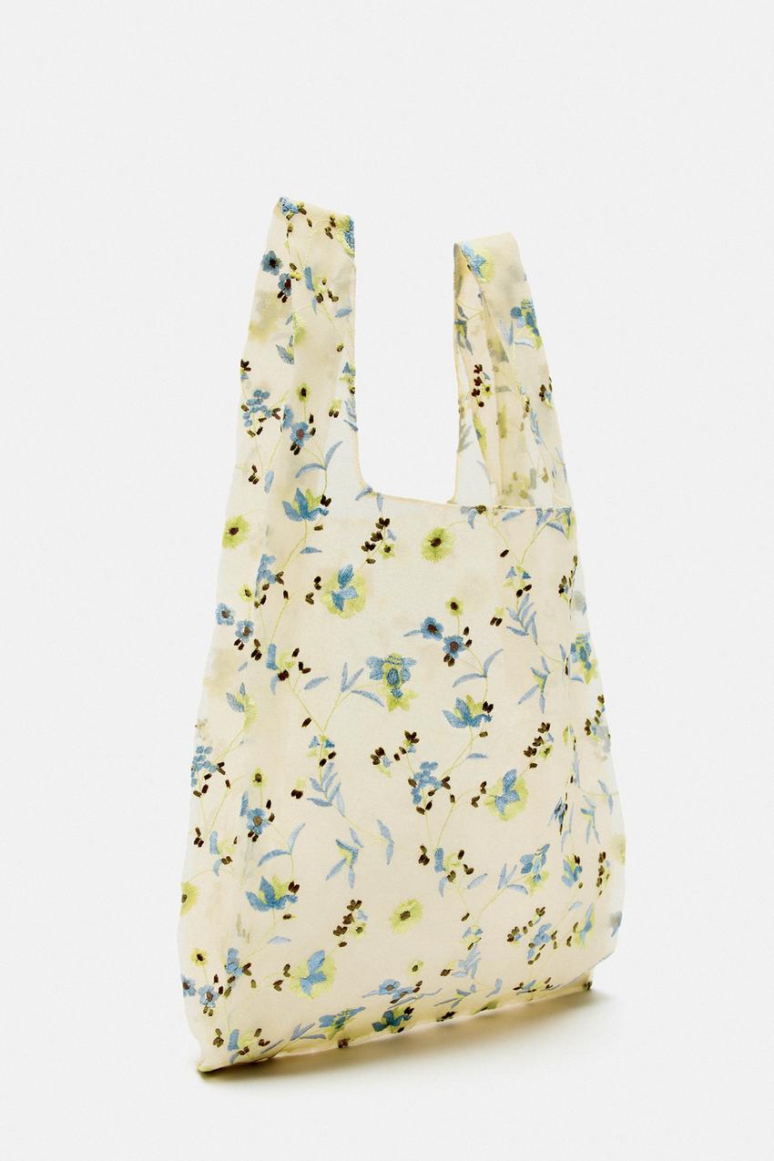 Zara embroidered tote bag Clearance