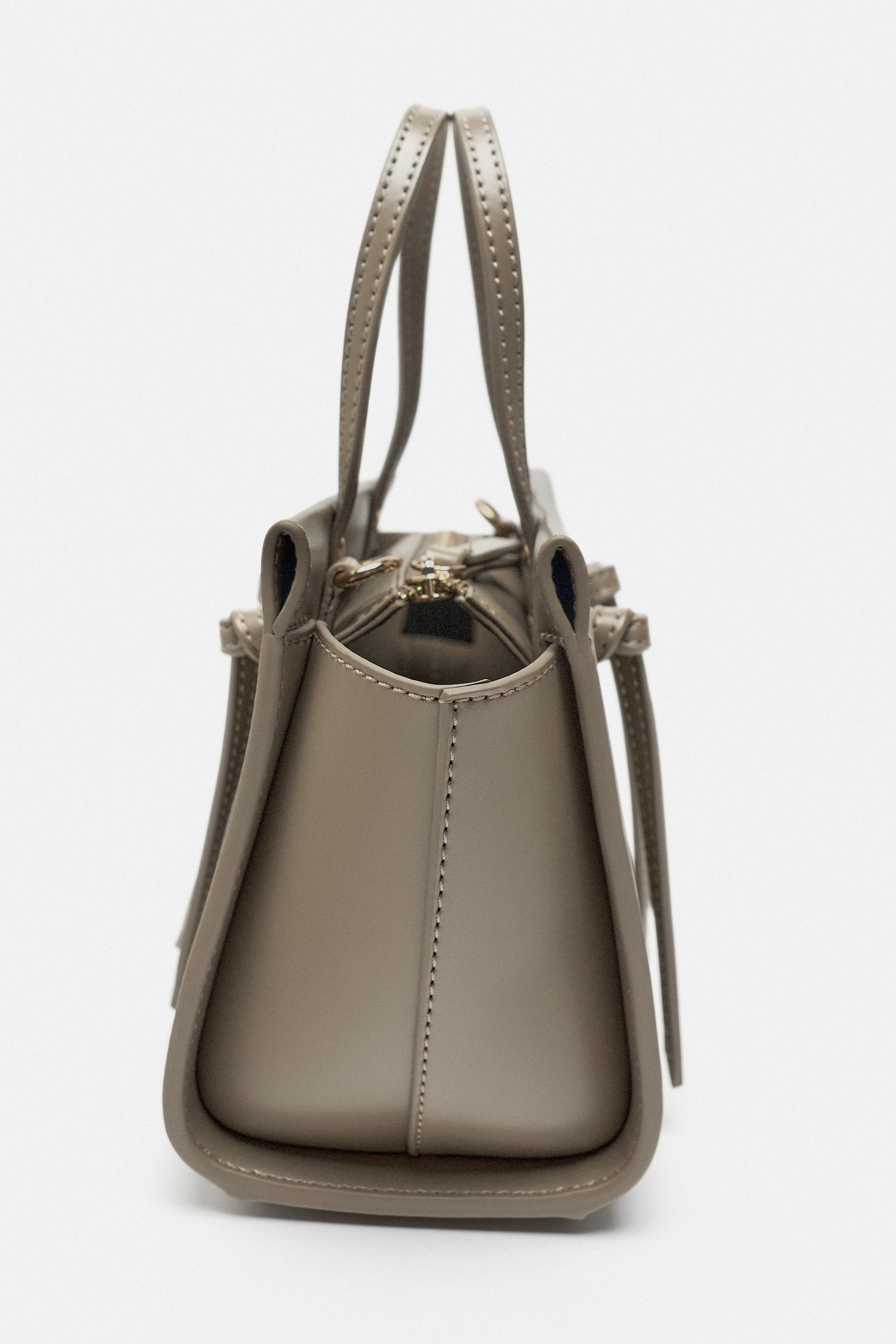 Zara mini city bag with knots beige Clearance