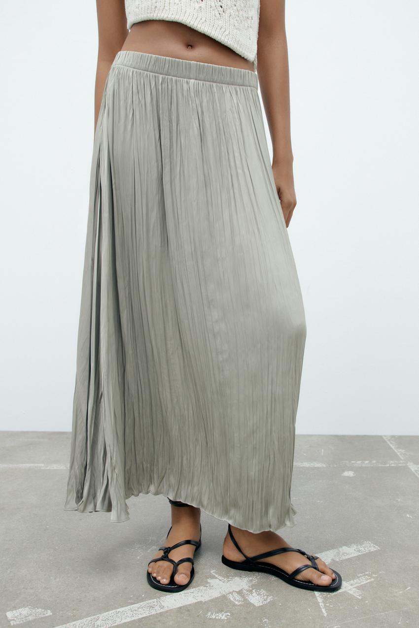 Long pleated skirt zara Outlet