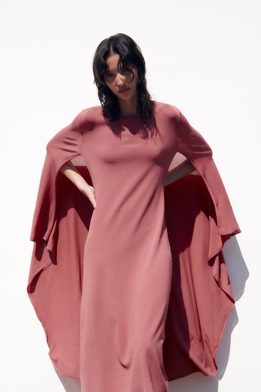 Zara cape dress pink Clearance