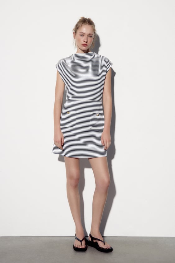 자라 원피스 Zara OTTOMAN KNIT MINI DRESS,striped