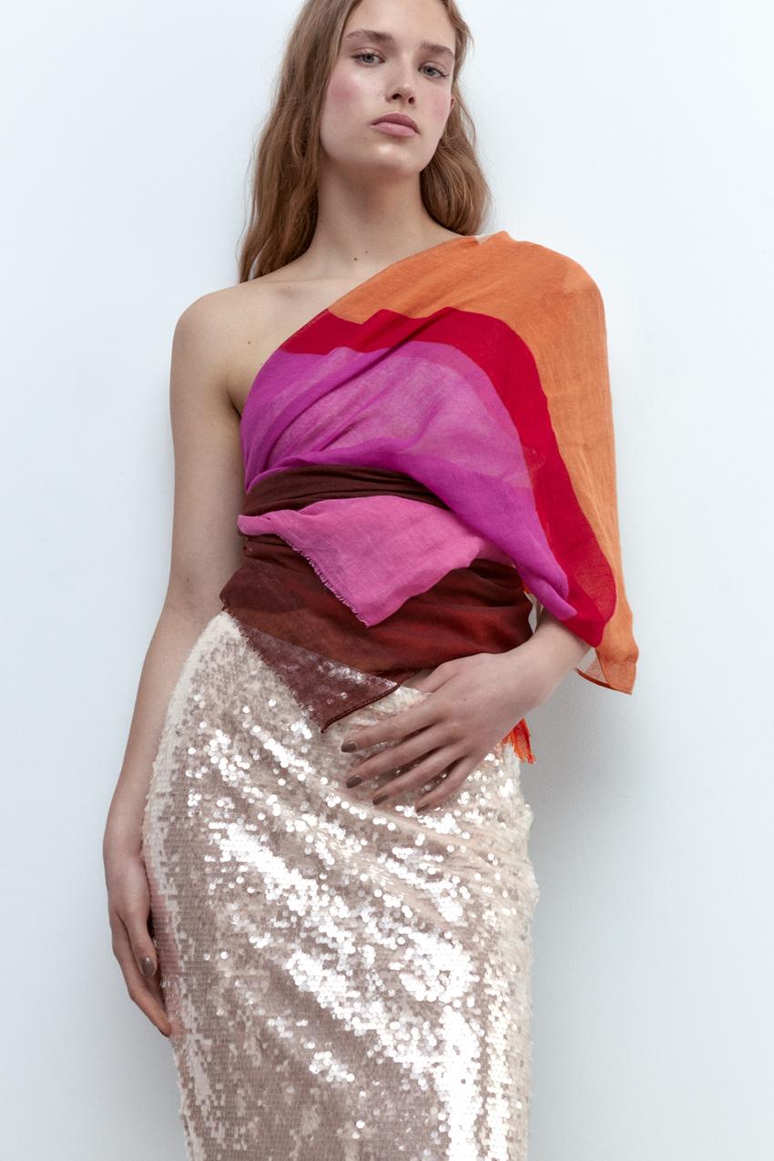 Pink scarf zara Clearance