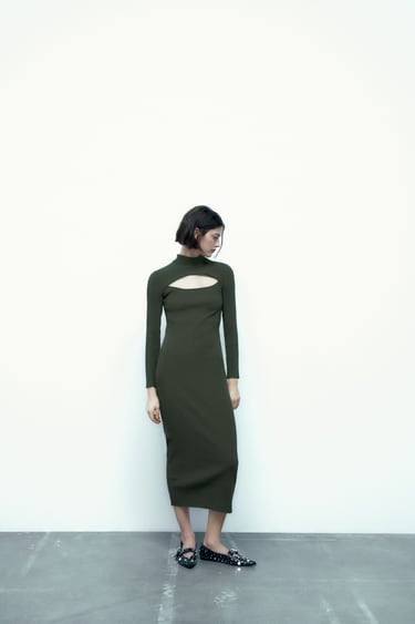 Image 0 of RIBBED CUT-OUT DRESS from Zara
