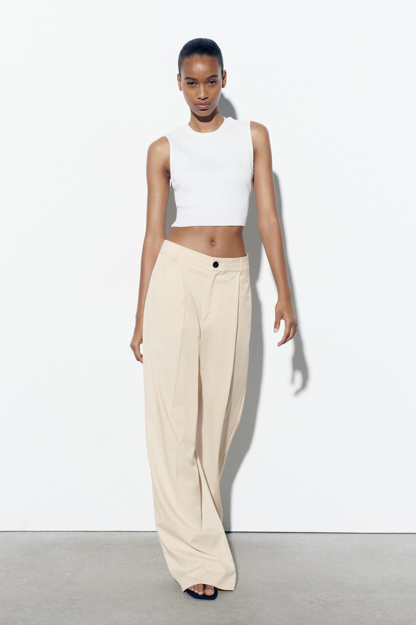 Zara ribbed top white Clearance