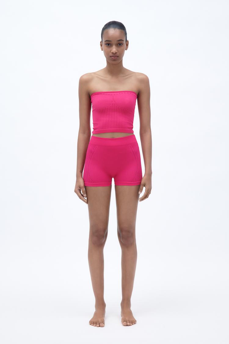 Zara seamless shorts pink Clearance