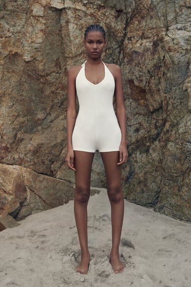 Image 0 of SHORT RIBBED JUMPSUIT from Zara