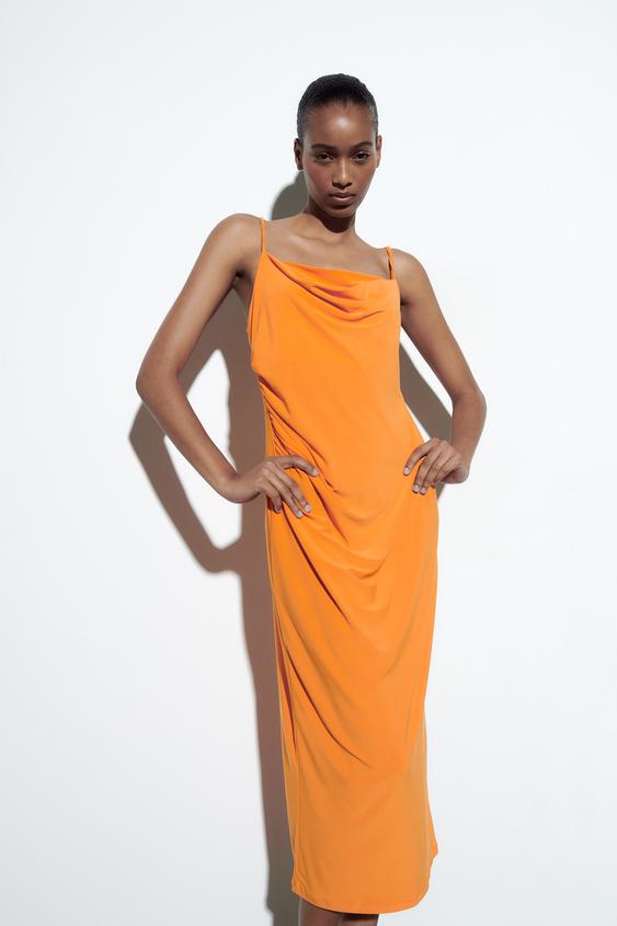 Orange bodycon dress zara Clearance