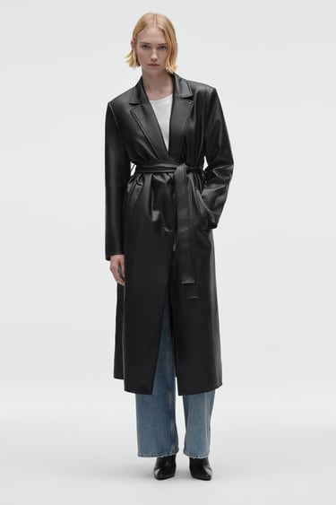Image 0 of FAUX LEATHER TRENCH COAT from Zara