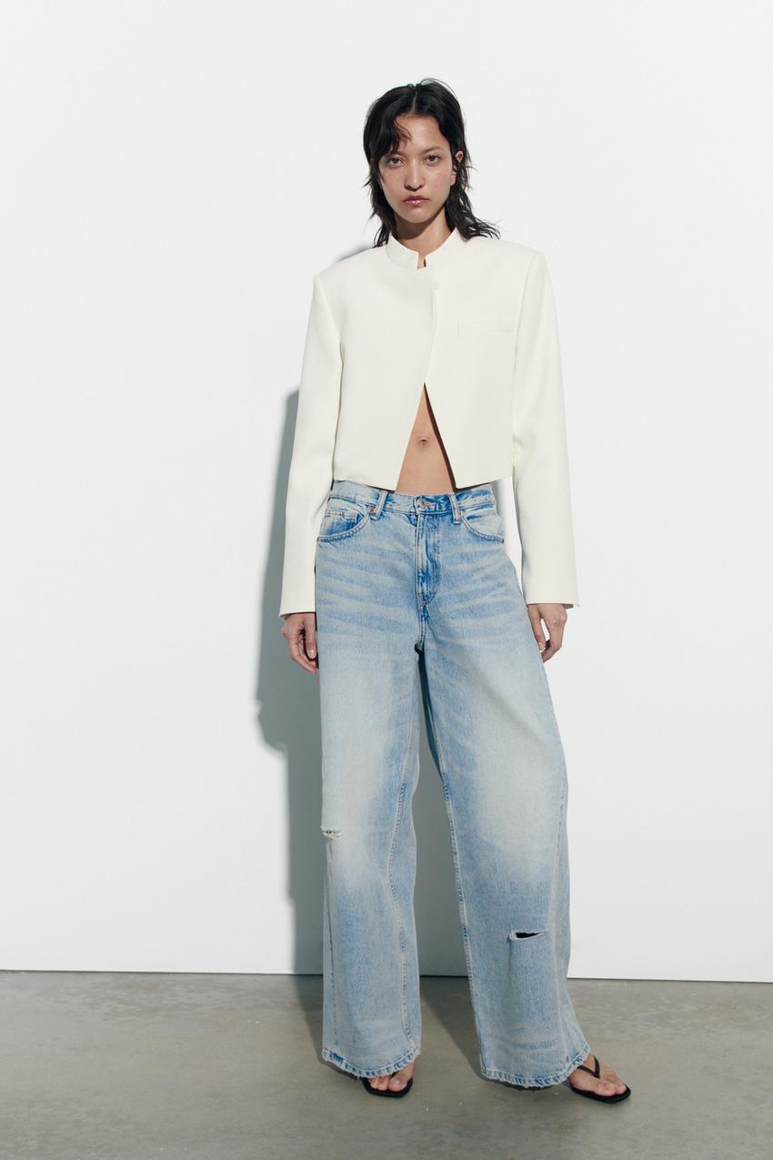 Zara white cropped blazer Clearance
