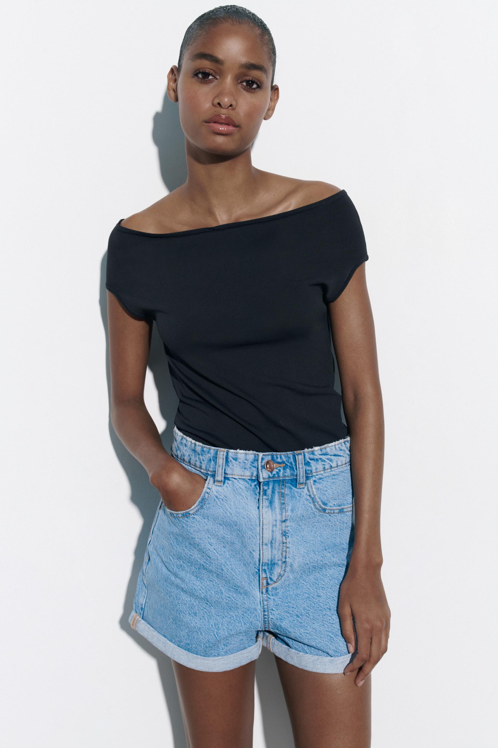 Mom fit jean shorts zara Clearance