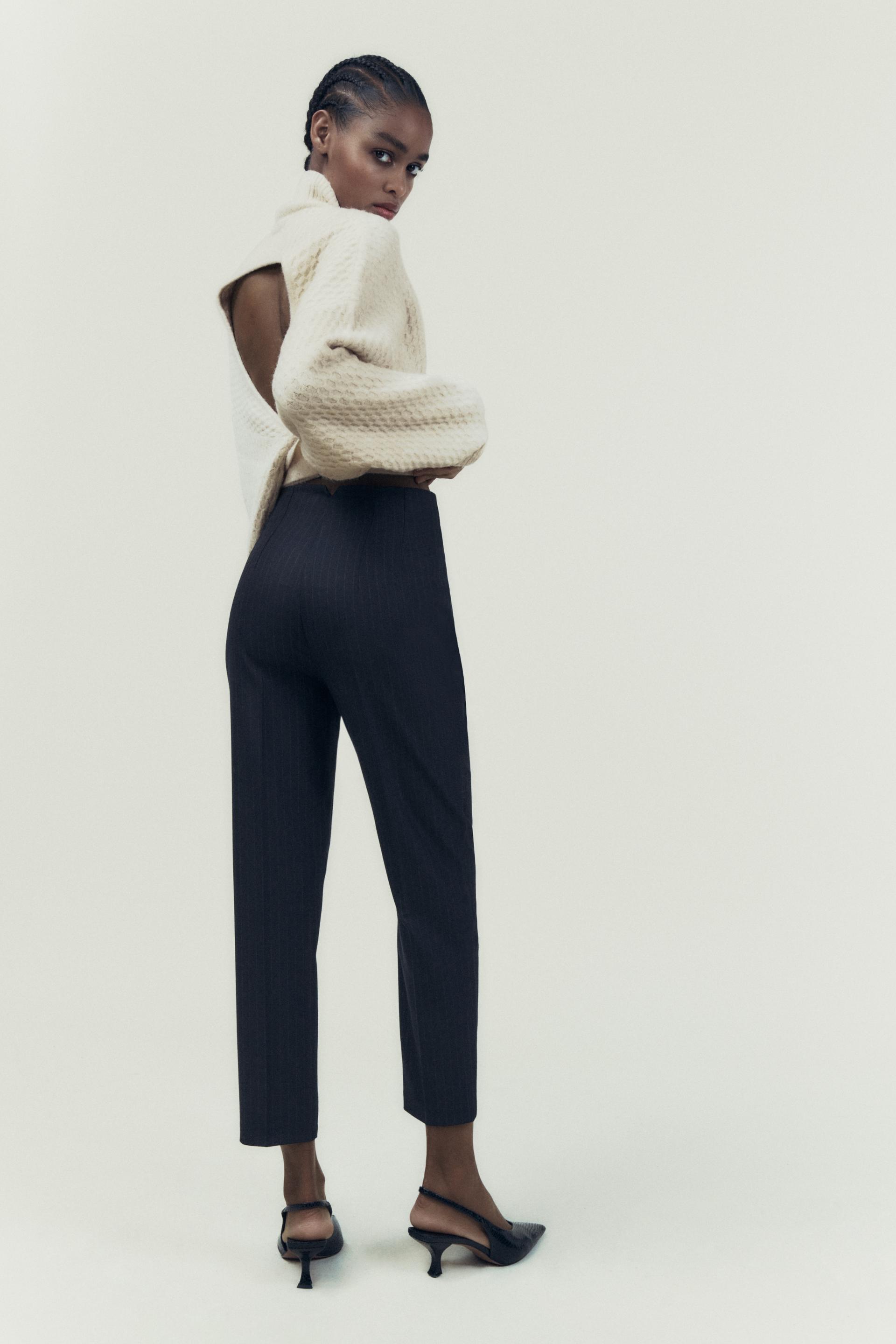 Zara navy pinstripe trousers Clearance