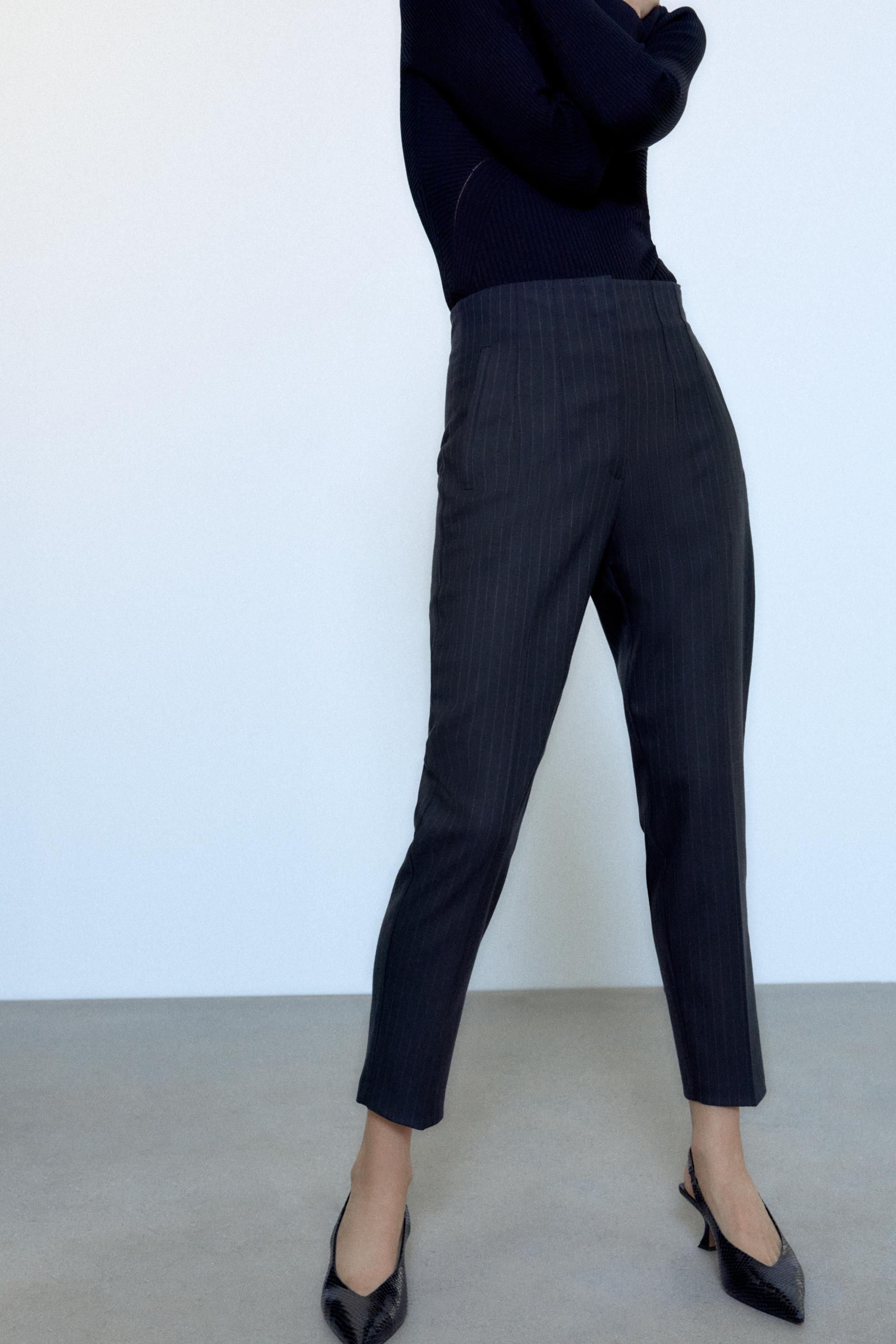 Zara navy pinstripe trousers Clearance